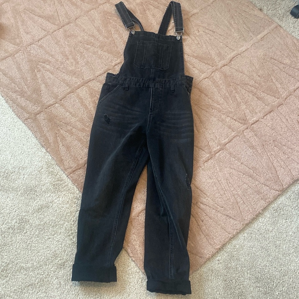Risen brand Washed black relaxed overalls